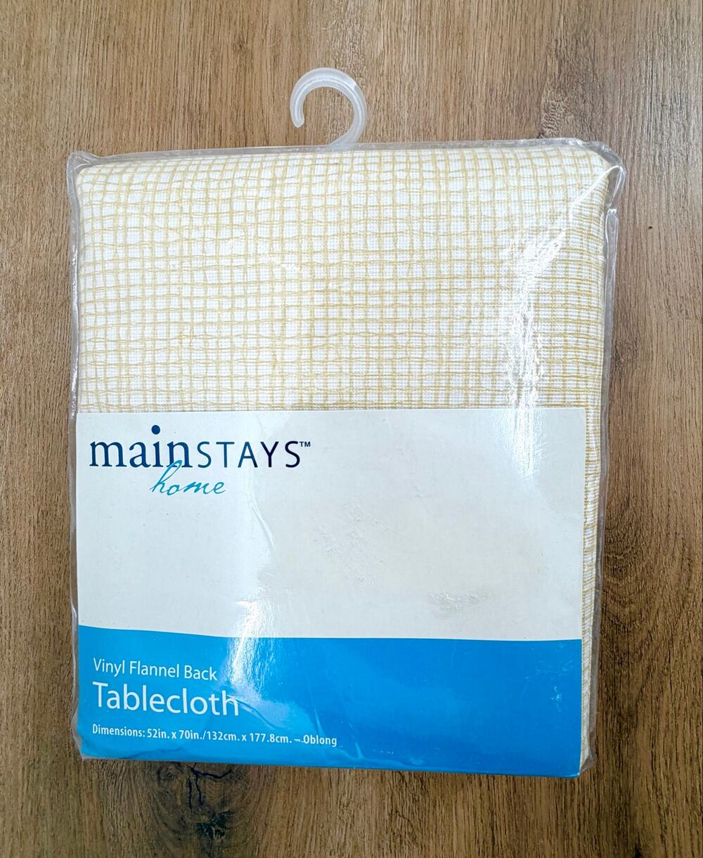Mainstays Vinyl Flannel Back Tablecloth Yellow White Checkered Gingham 52x70